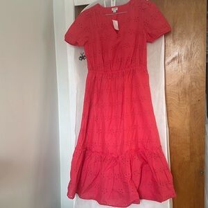 J. Crew Eyelet Mididress Pink